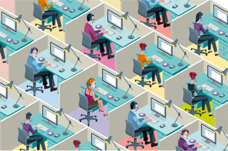Illustration Of Call Center Agents Working In Cubicals